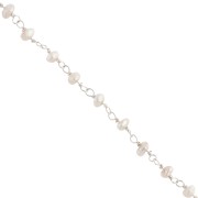 Chaîne fantaisie 4 mm avec perles d'eau douce - Argent 925 x20cm