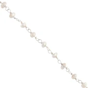 Chaîne fantaisie 4 mm avec perles d'eau douce - Argent 925 x20cm