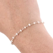Chaîne fantaisie 4 mm avec perles d'eau douce - Argent 925 x20cm