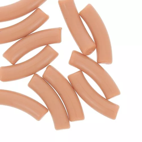 Perles tube incurvé 32x8 mm en acrylique opaque - Marron clair x6