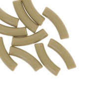 Perles tube incurvé en acrylique opaque 32x8 mm - Kaki x6