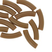 Perles tube incurvé en acrylique opaque 32x8 mm - Marron x6