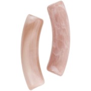 Perles tube incurvé en acrylique transparente 32x8 mm - Marbré Marron - Blanc x6