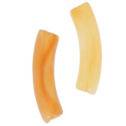 Perles tube incurvé en acrylique transparente 32x8 mm - Marbré Abricot x6