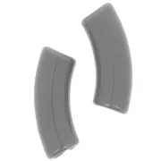 Perles tube incurvé en acrylique opaque 35x11 mm - Gris foncé x6