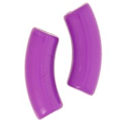 Perles tube incurvé en acrylique opaque 35x11 mm - Prune x6