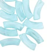 Perles tube incurvé 35x11 mm en acrylique transparente Marbré Turquoise - Blanc x6