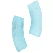 Perles tube incurvé en acrylique transparente 35x11 mm Marbré Turquoise - Blanc x6