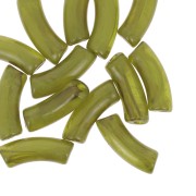 Perles tube incurvé 35x11 mm en acrylique transparente - Marbré Olive x6