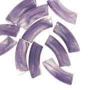 Perles tube incurvé 35x11 mm en acrylique transparente - Marbré Violet foncé x6