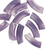 Perles tube incurvé 35x11 mm en acrylique transparente - Marbré Violet foncé x6