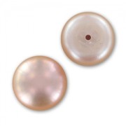 Cabochons semi-percés 10,5 mm - Perles d'eau douce Mauve Irisé x2