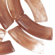 Perles tube incurvé en acrylique transparente 35x11 mm - Marbré Marron x6|raw }}