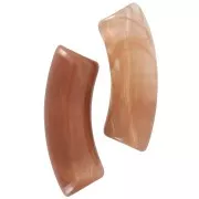 Perles tube incurvé en acrylique transparente 35x11 mm - Marbré Marron x6