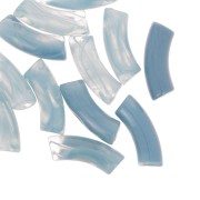 Perles tube incurvé en acrylique transparente 35x11 mm - Marbré Bleu gris x6|raw }}