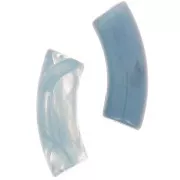 Perles tube incurvé 35x11 mm en acrylique transparente - Marbré Bleu gris x6