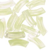 Perles tube incurvé 35x11 mm en acrylique transparente - Marbré Vert anis x6