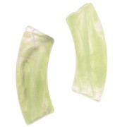 Perles tube incurvé en acrylique transparente 35x11 mm - Marbré Vert anis x6