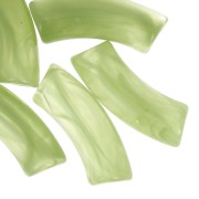 Perles tube incurvé 35x11 mm en acrylique transparente - Marbré Vert pomme x6