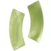 Perles tube incurvé 35x11 mm en acrylique transparente - Marbré Vert pomme x6