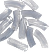 Perles tube incurvé 35x11 mm en acrylique transparente - Marbré Gris x6