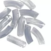 Perles tube incurvé 35x11 mm en acrylique transparente - Marbré Gris x6