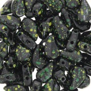 Perles en verre deux trous Paisley Duo 9x5.5 mm - Jet Discolored Green x10g|raw }}