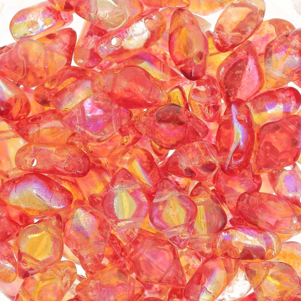 Lot De 150 Perles En Verre Vintage - Couleur Orange-jaune, Forme Rectangle - Occasion (origine France)