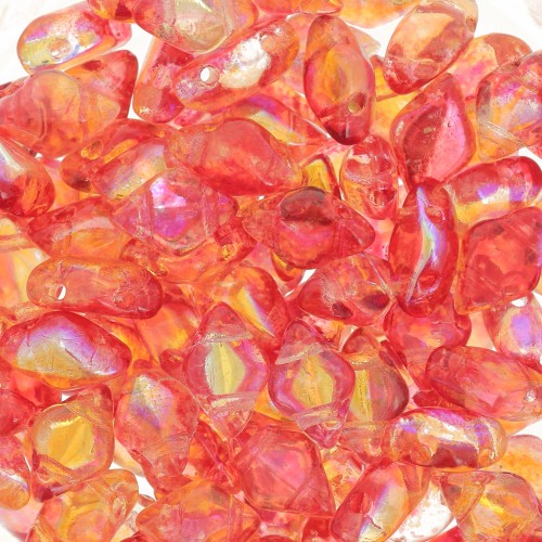 Perles en verre Gemduo 2 trous 8x5 mm - Summer Rainbow Orange x10g