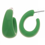 Créoles larges 27 mm en résine opaque - Vert sapin x2