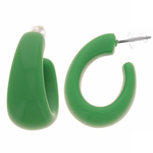 Créoles larges 27 mm en résine opaque - Vert sapin x2
