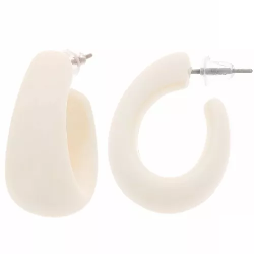 Créoles larges 27 mm en résine opaque - Ecru x2