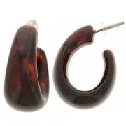 Créoles larges 27 mm en résine transparente - Ambre marbré x2