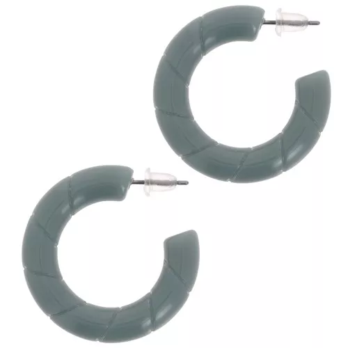 Créoles torsadées 31 mm en résine opaque - Céladon x2