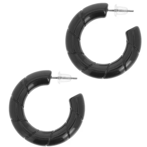 Créoles torsadées 31 mm en résine opaque - Noir x2