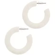 Créoles torsadées 31 mm en résine opaque - Ecru x2