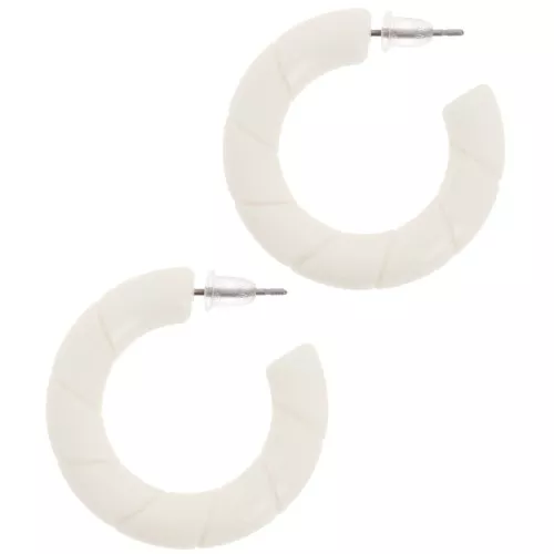 Créoles torsadées 31 mm en résine opaque - Ecru x2
