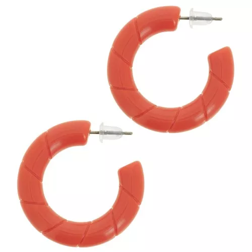 Créoles torsadées 31 mm en résine opaque - Terre cuite x2