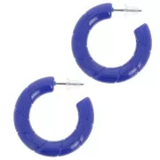 Créoles torsadées 31 mm en résine opaque - Bleu foncé x2