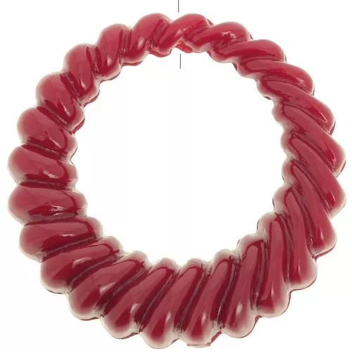 Pendentif rond évidé torsadé 29 mm en résine opaque - Bordeaux x1