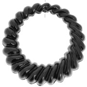 Pendentif rond évidé torsadé 29 mm en résine opaque - Noir x1