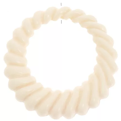 Pendentif rond évidé torsadé 29 mm en résine opaque - Ecru x1