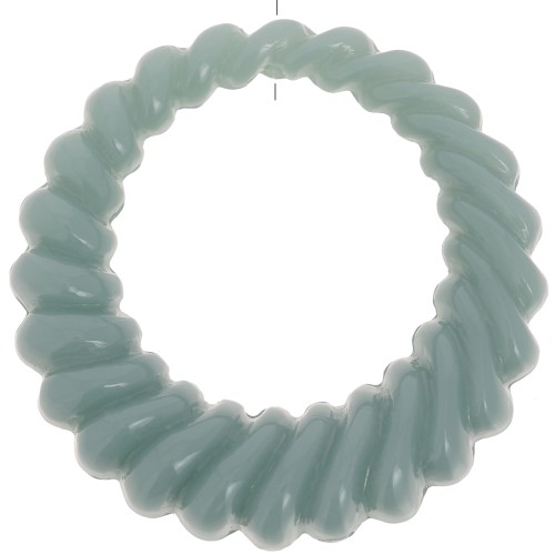 Pendentif rond évidé torsadé 29 mm en résine opaque - Celadon x1