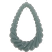 Pendentif goutte évidé torsadé 36x24.5 mm en résine opaque - Celadon x1|raw }}