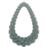 Pendentif goutte évidé torsadé 36x24.5 mm en résine opaque - Celadon x1