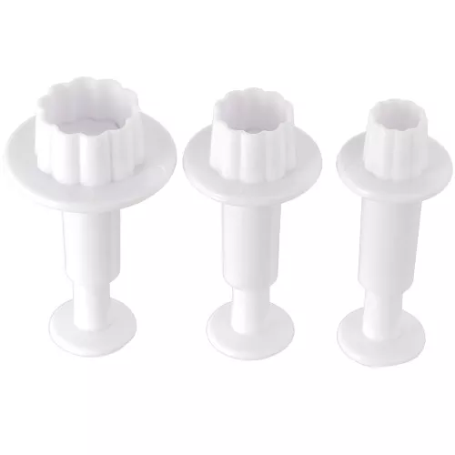 3 emporte-pièces poussoirs pour pâte polymère - Fleurs - 20-24-30 mm