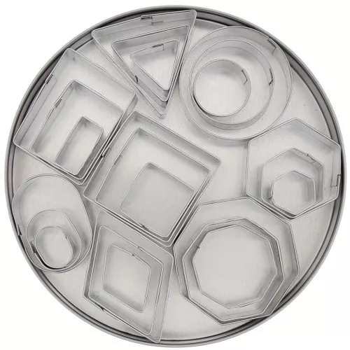 Set de 24 emporte-pièces en acier inox pour modelage - Géométrique