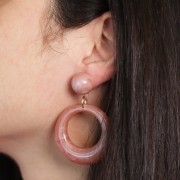 Cabochon rond en résine opaque 15 mm avec anneau fermé - Marbré Gris x1