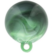 Cabochon rond en résine opaque 15 mm avec anneau fermé - Marbré Vert foncé x1|raw }}