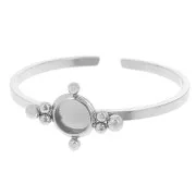 Bague fine réglable T59 à T64 cabochon 4 mm & petites boules - Acier inox 304 